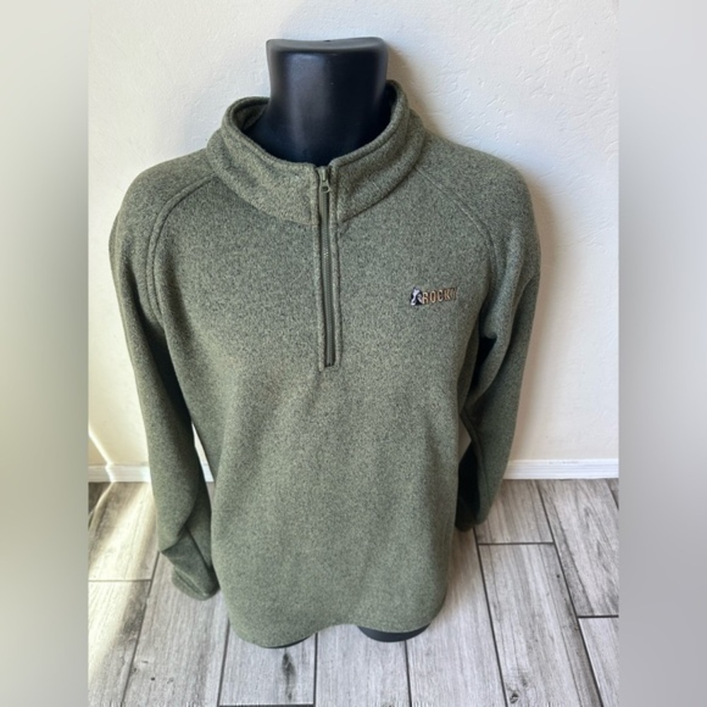 Rocky Fleece Sweatshirt Mens size L large green Pullover 1/4 Zipper